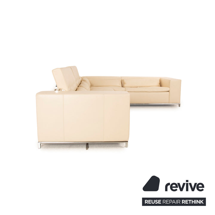 Who's Perfect Boston Leather Corner Sofa Cream Sofa Couch Recamiere right