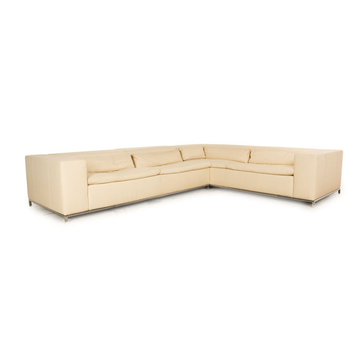 Who's Perfect Boston Leather Corner Sofa Cream Sofa Couch Recamiere right