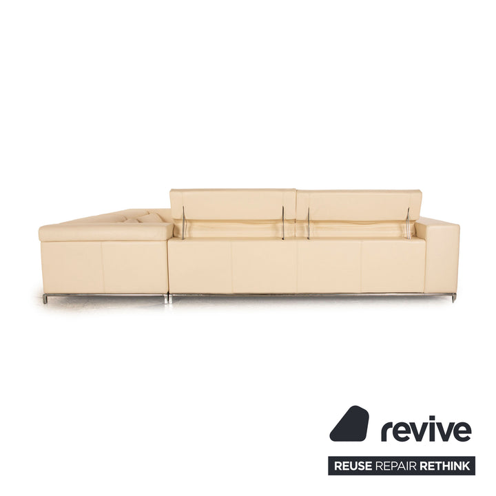 Who's Perfect Boston Leather Corner Sofa Cream Sofa Couch Recamiere right