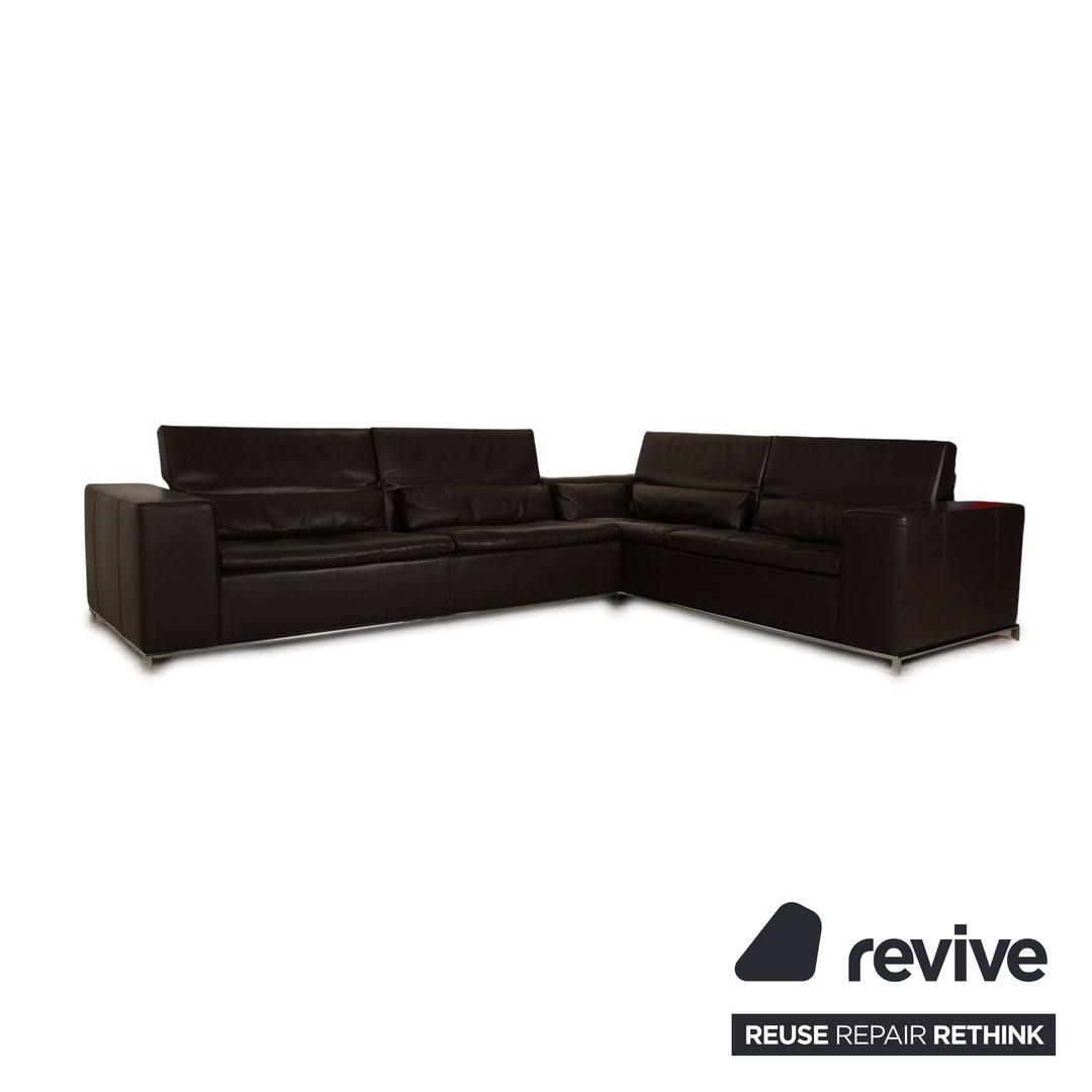 Who's Perfect Boston Leather Sofa Set Brown Corner Sofa Stool Recamiere Right Manual Function