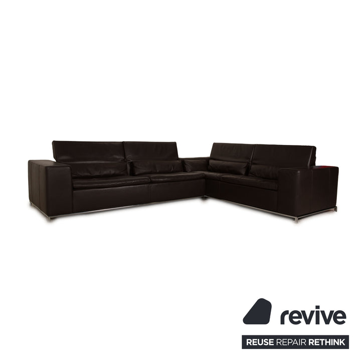 Who's Perfect Boston Leather Sofa Set Brown Corner Sofa Stool Recamiere Right Manual Function