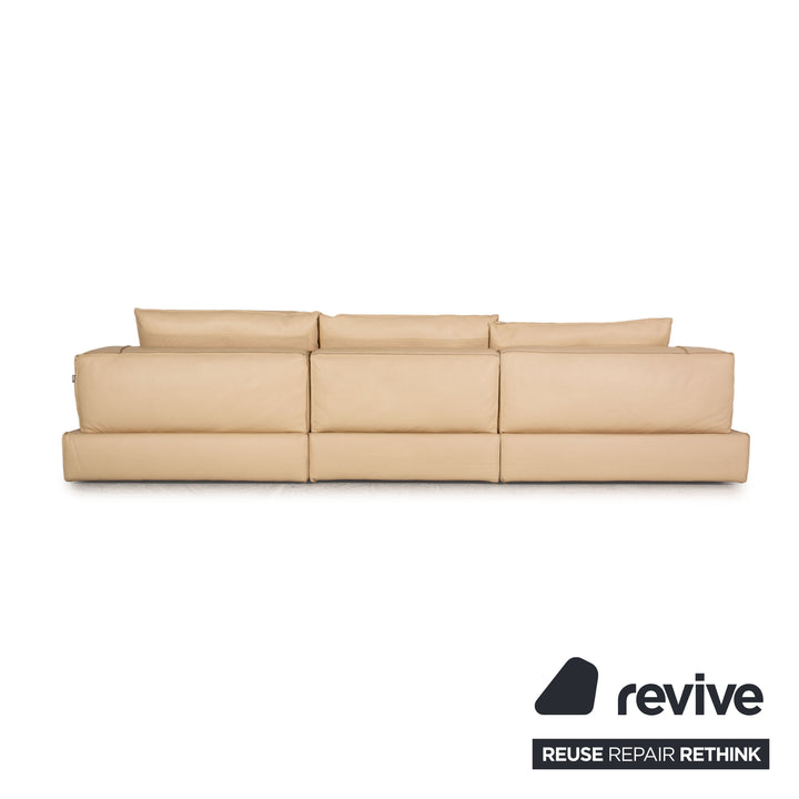 Estel by Who's Perfect Caresse Leder Sofa Creme Ecksofa Couch Recamiere Rechts