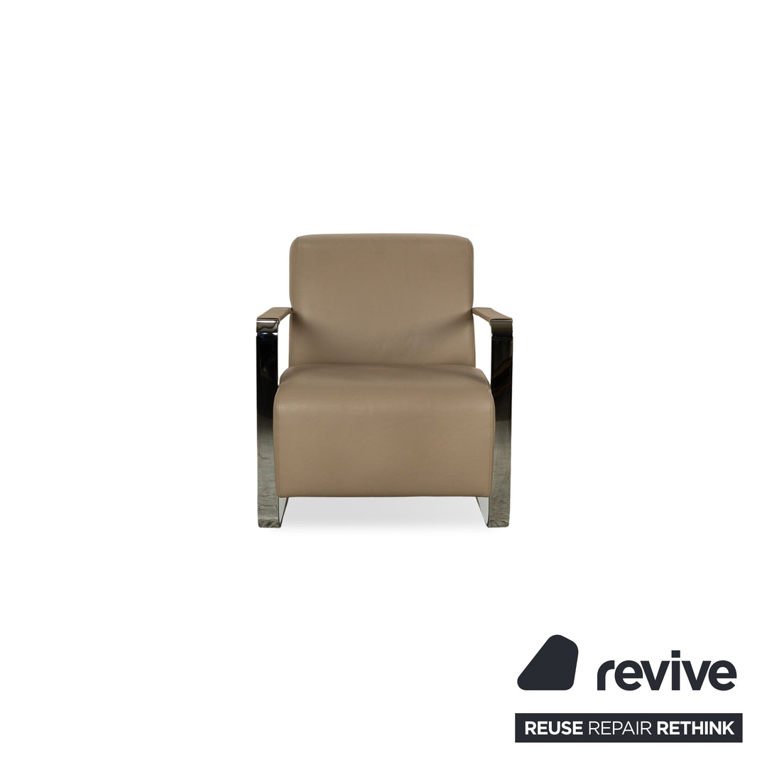 Who's Perfect Elle Leather Armchair Grey Beige