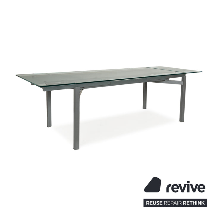 Who's Perfect Glass Dining Table Grey Manual Function 180-256 x 95 x 75 cm