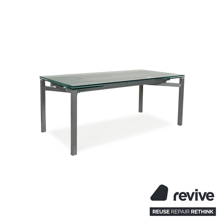 Who's Perfect Glass Dining Table Grey Manual Function 180-256 x 95 x 75 cm