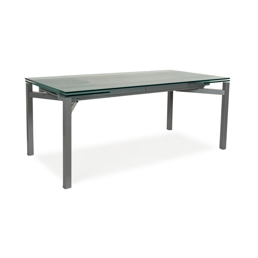 Who's Perfect Glass Dining Table Grey Manual Function 180-256 x 95 x 75 cm