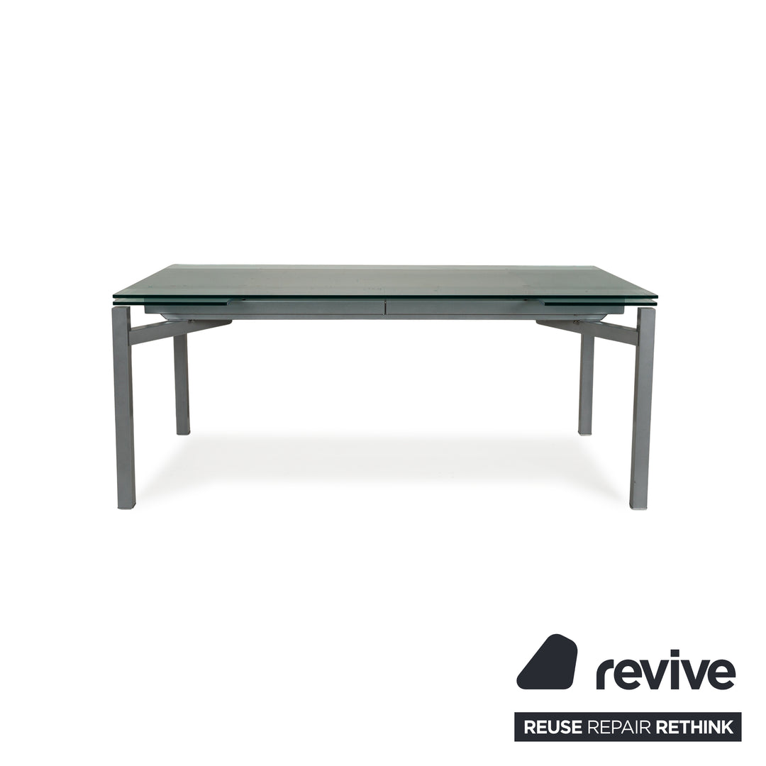 Who's Perfect Glass Dining Table Grey Manual Function 180-256 x 95 x 75 cm