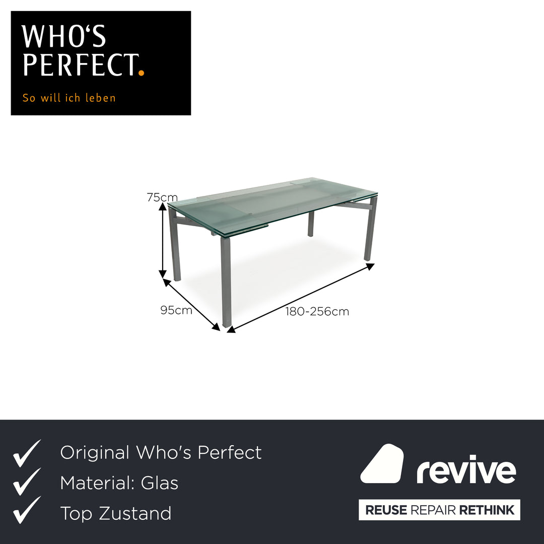 Who's Perfect Glas Esstisch Grau manuelle Funktion 180-256 x 95 x 75 cm