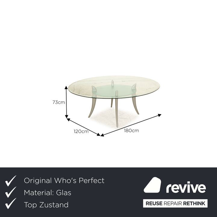 Who's Perfect Glass Dining Table Silver Grey 180 x120 x73 cm