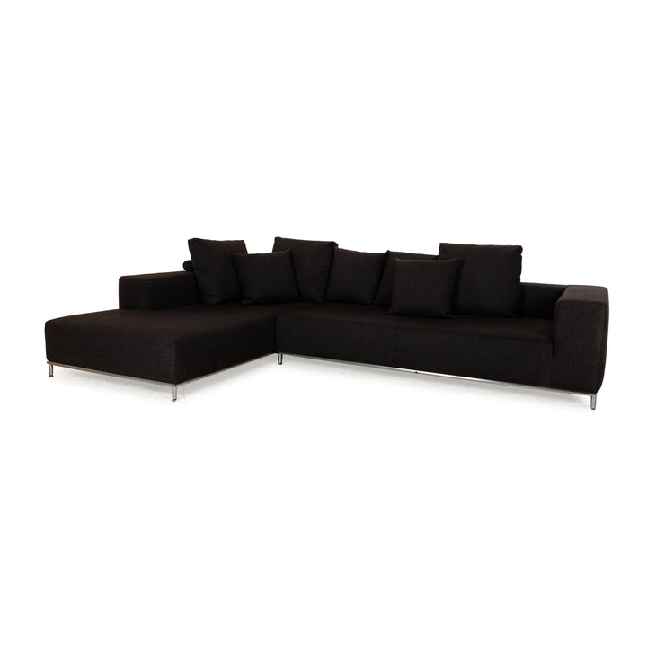 Who's Perfect Granada Fabric Corner Sofa Black Recamiere Left Sofa Couch