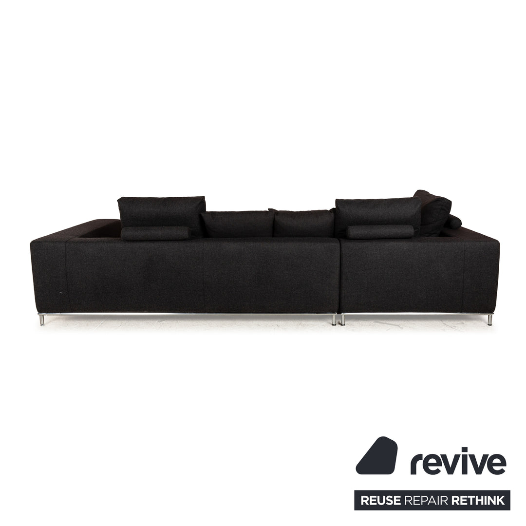 Who's Perfect Granada Fabric Corner Sofa Black Recamiere Left Sofa Couch