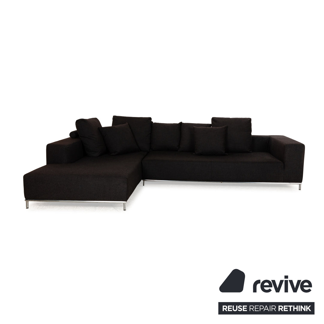 Who's Perfect Granada Fabric Corner Sofa Black Recamiere Left Sofa Couch