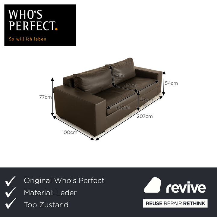 Who*s Perfect La Nuova Casa Leder Zweisitzer Grau Sofa Couch