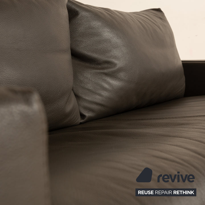 Who*s Perfect La Nuova Casa Leather Two Seater Grey Sofa Couch