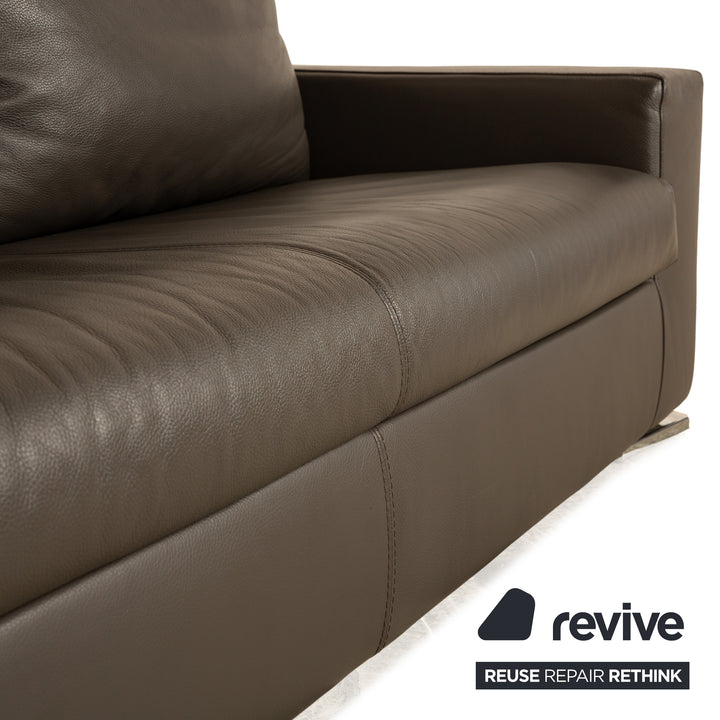 Who*s Perfect La Nuova Casa Leather Two Seater Grey Sofa Couch