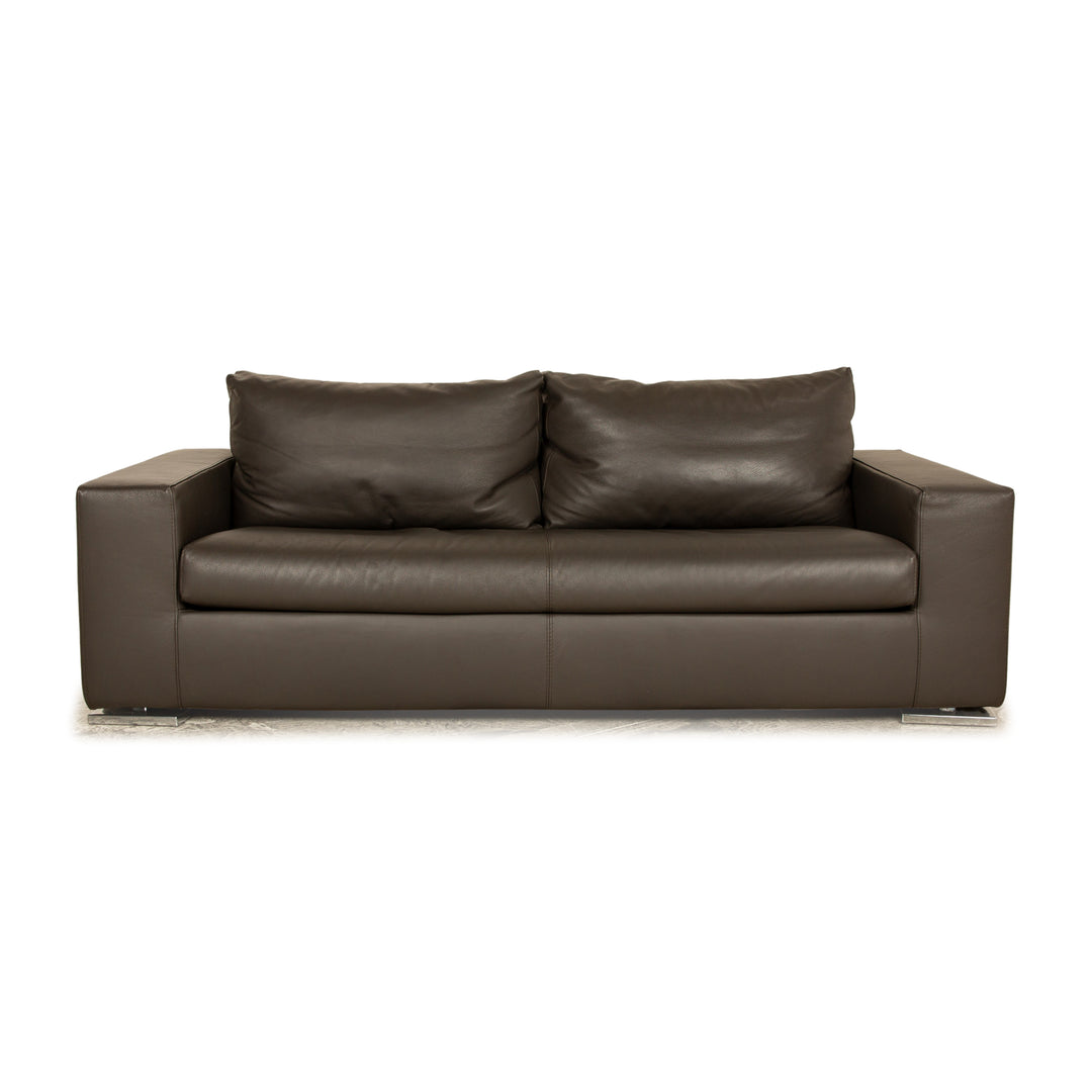 Who*s Perfect La Nuova Casa Leather Two Seater Grey Sofa Couch