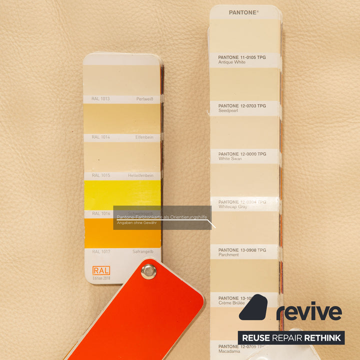 Who`s Perfect LED Leather Corner Sofa Cream Recamiere Right Sofa Couch