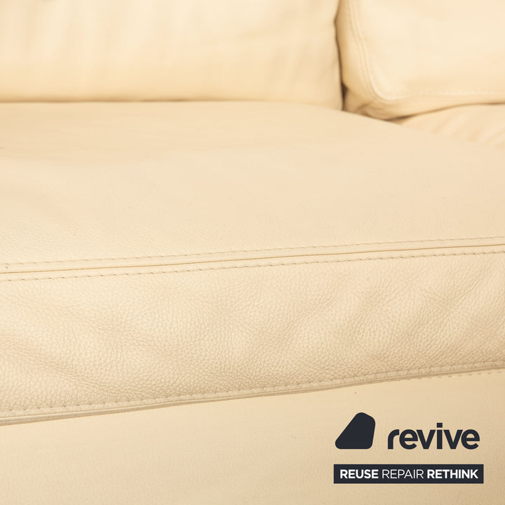 Who`s Perfect LED Leather Corner Sofa Cream Recamiere Right Sofa Couch