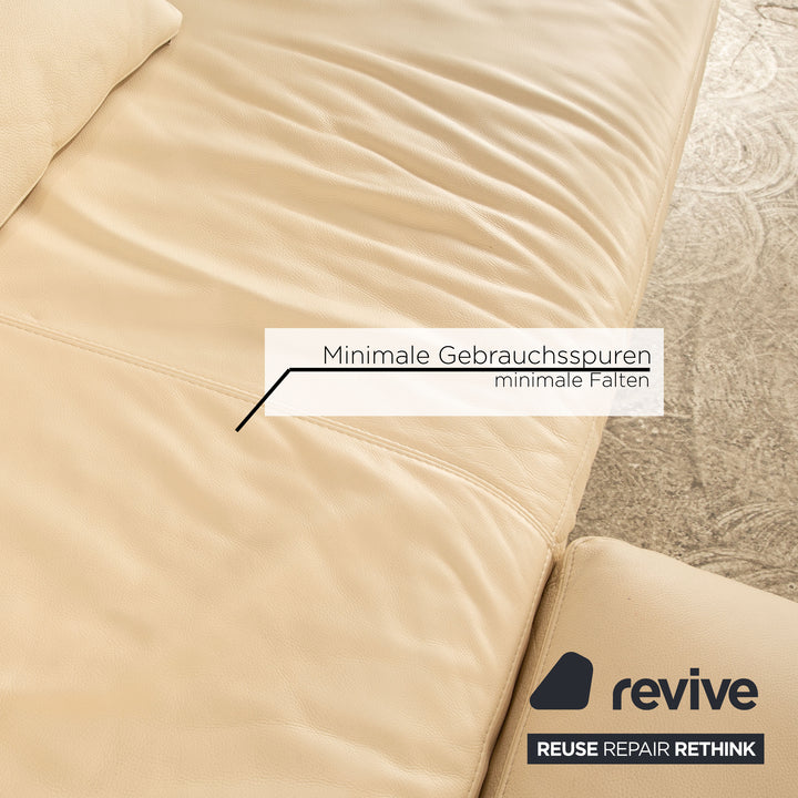 Who`s Perfect LED Leather Corner Sofa Cream Recamiere Right Sofa Couch