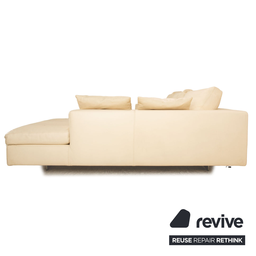 Who`s Perfect LED Leather Corner Sofa Cream Recamiere Right Sofa Couch