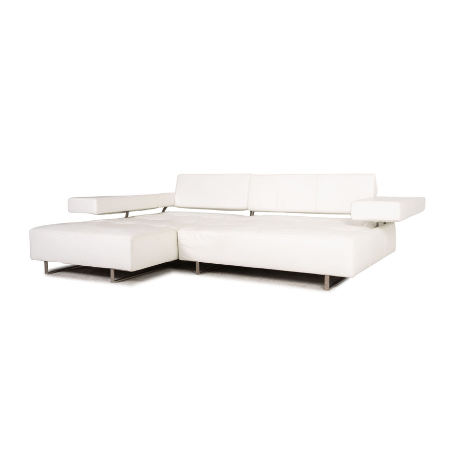 Who's Perfect Leder Ecksofa Weiß Sofa Couch Funktion Recamiere links