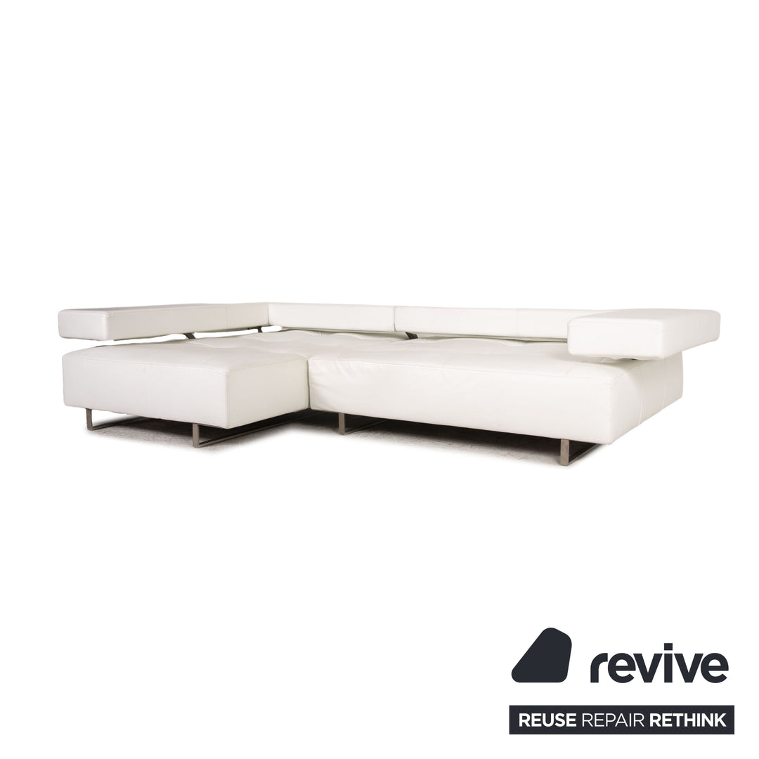 Who's Perfect Leather Corner Sofa White Sofa Couch Function Recamiere left