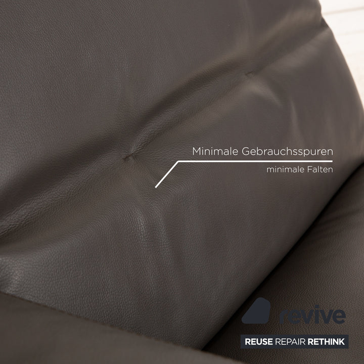 Who's Perfect Chaise longue en cuir marron marron foncé Daybed fonction manuelle