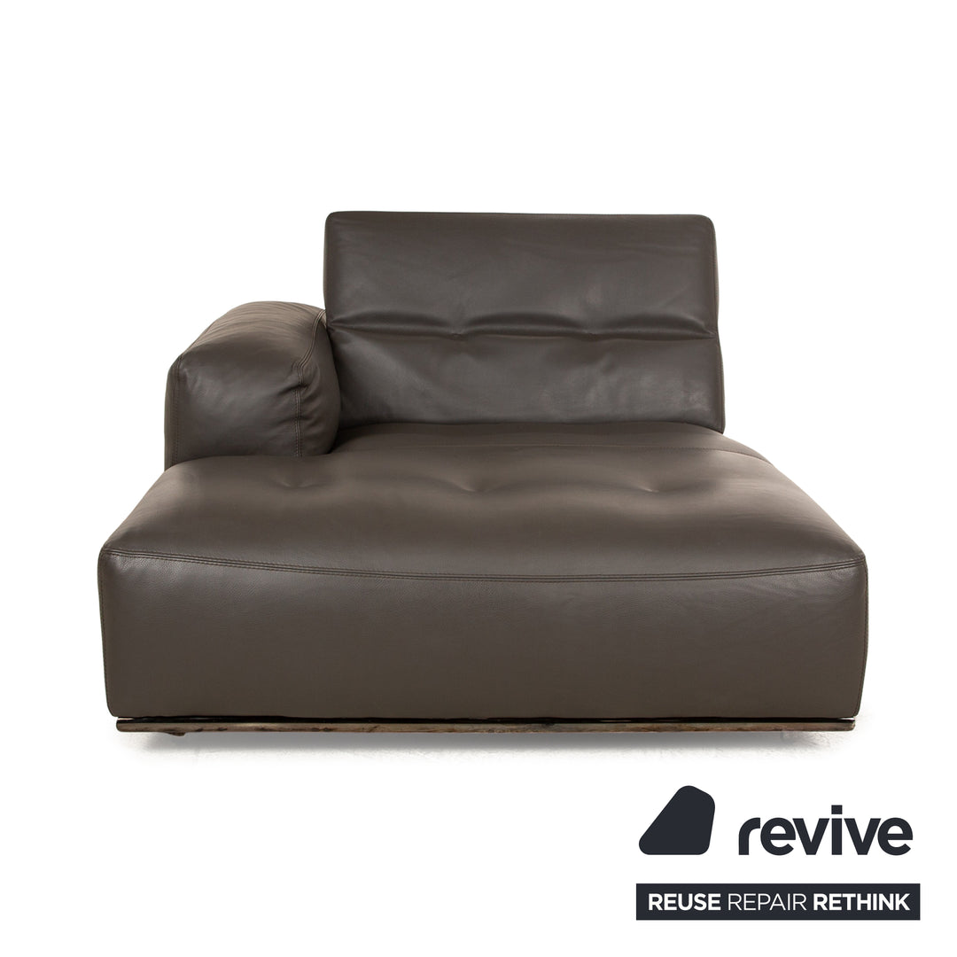 Who's Perfect Chaise longue en cuir marron marron foncé Daybed fonction manuelle