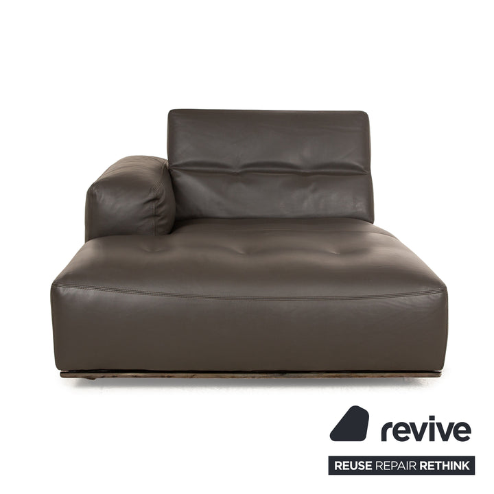 Who's Perfect Chaise longue en cuir marron marron foncé Daybed fonction manuelle