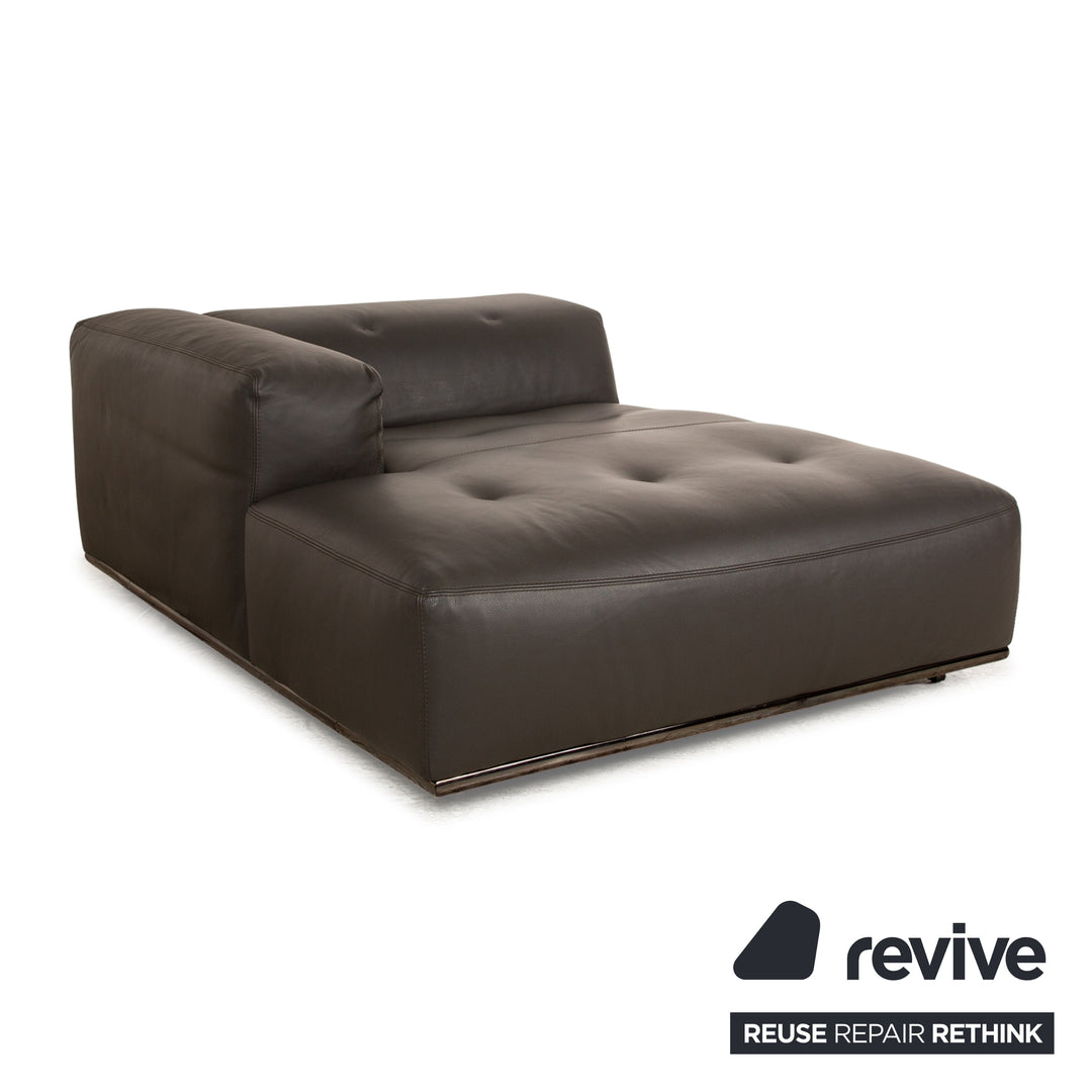 Who's Perfect Chaise longue en cuir marron marron foncé Daybed fonction manuelle