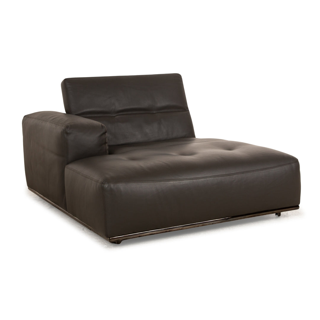 Who's Perfect Chaise longue en cuir marron marron foncé Daybed fonction manuelle