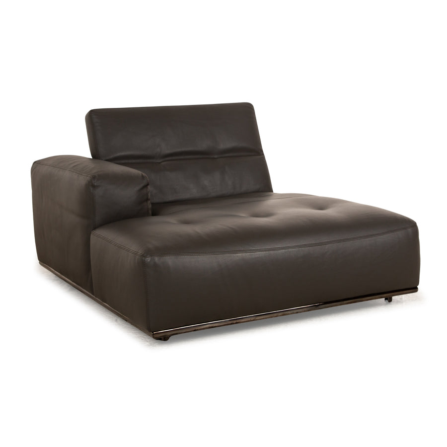 Who's Perfect Chaise longue en cuir marron marron foncé Daybed fonction manuelle