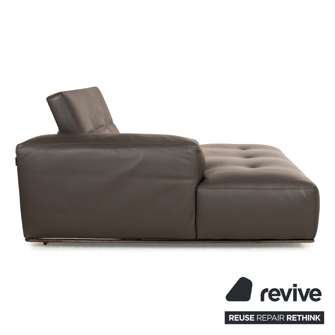 Who's Perfect Chaise longue en cuir marron marron foncé Daybed fonction manuelle