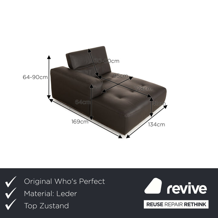 Who's Perfect Leather Lounger Brown Dark Brown Daybed manual function