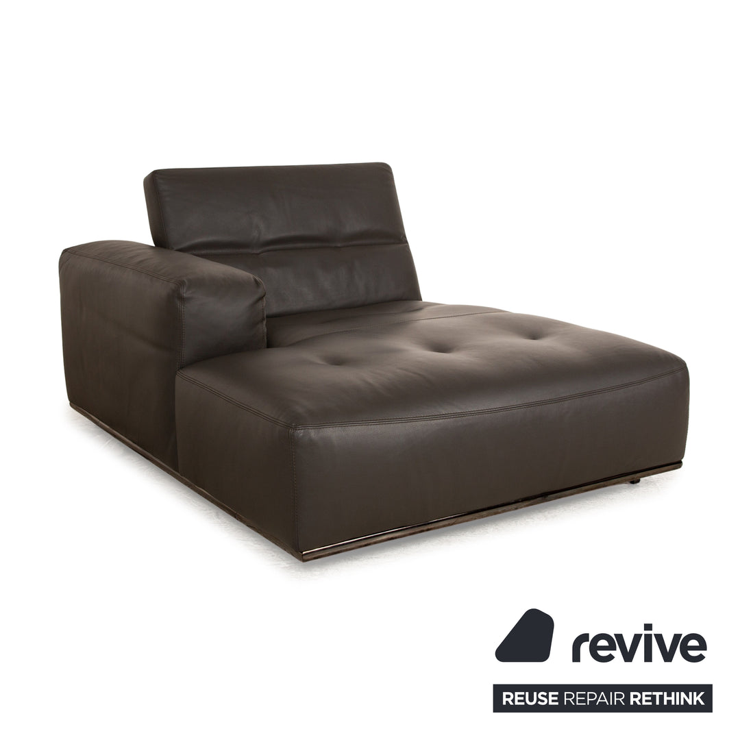 Who's Perfect Chaise longue en cuir marron marron foncé Daybed fonction manuelle