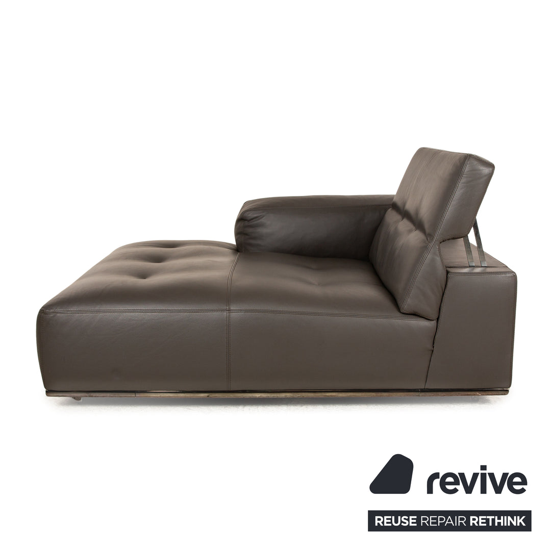 Who's Perfect Chaise longue en cuir marron marron foncé Daybed fonction manuelle