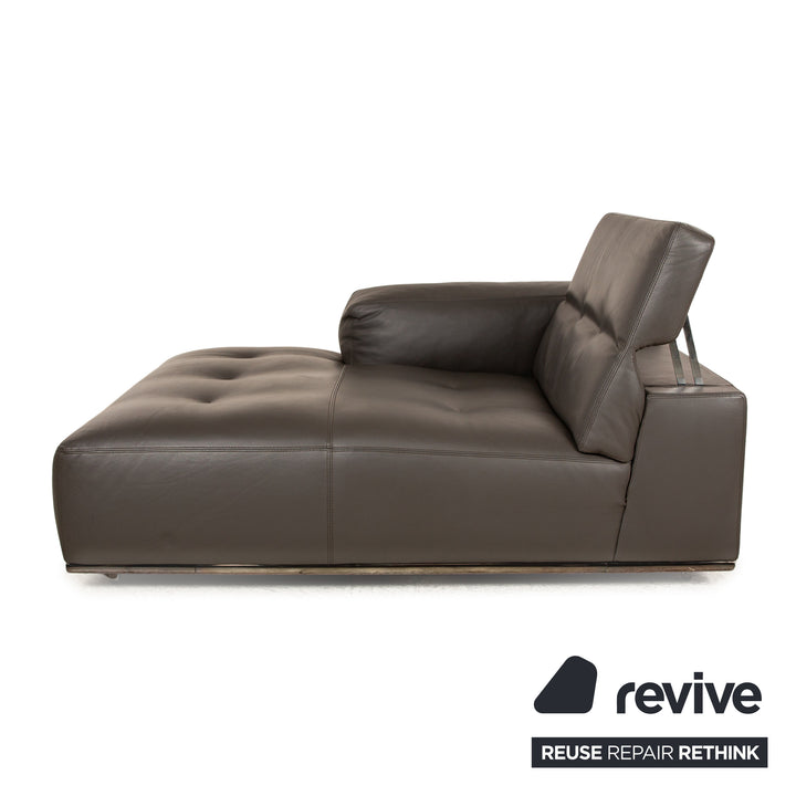 Who's Perfect Chaise longue en cuir marron marron foncé Daybed fonction manuelle