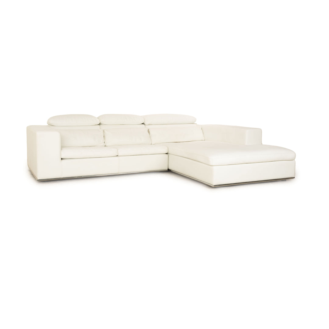 Who's Perfect Toronto Leder Ecksofa Weiß Creme Recamiere Rechts manuelle Funktion Sofa Couch