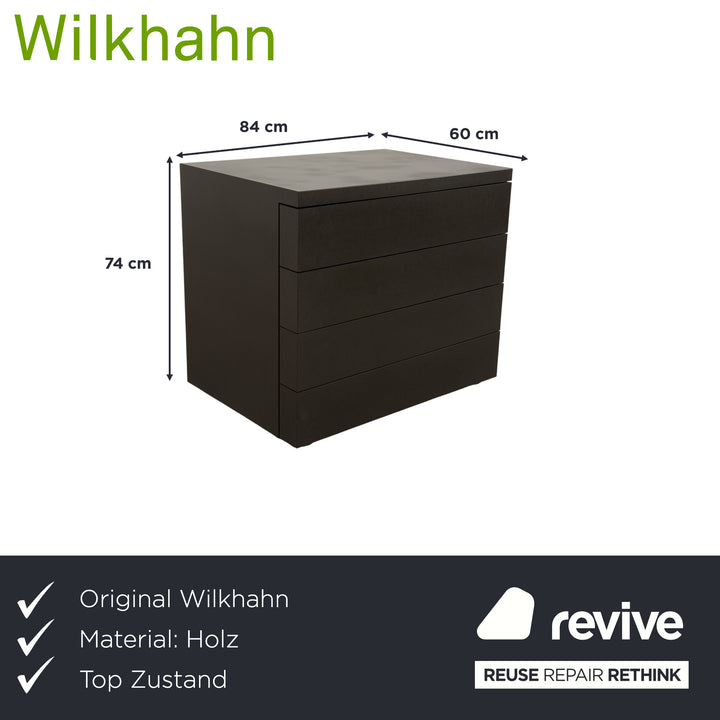 Wilkhahn wooden sideboard, black anthracite, chest of drawers