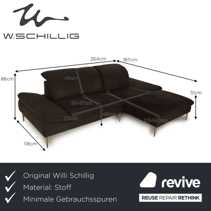Willi Schilig Enjoy Stoff Ecksofa Grau Recamiere Rechts Sofa Couch manuelle Funktion