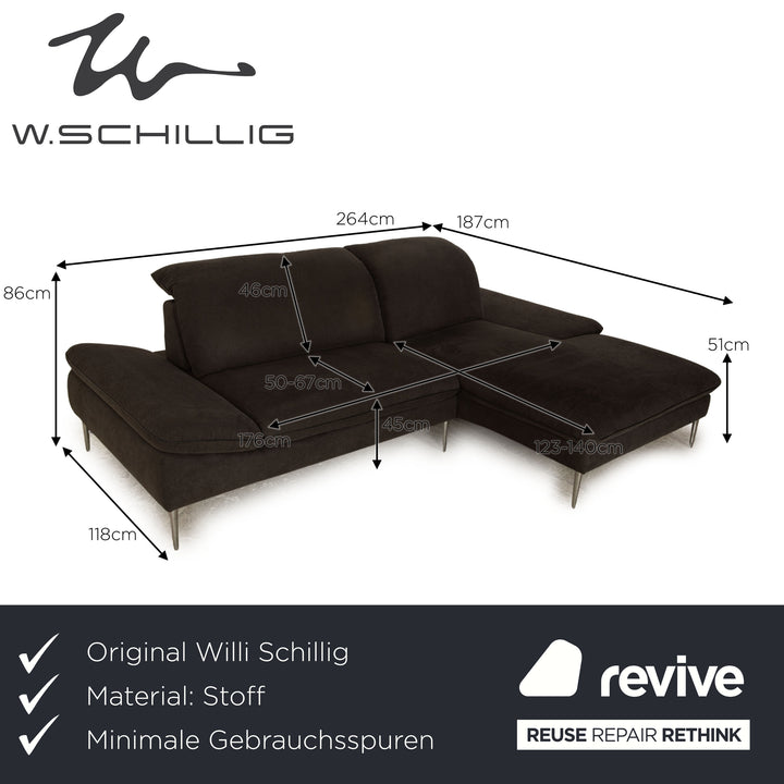 Willi Schilig Enjoy Fabric Corner Sofa Gray Recamiere Right Sofa Couch manual function