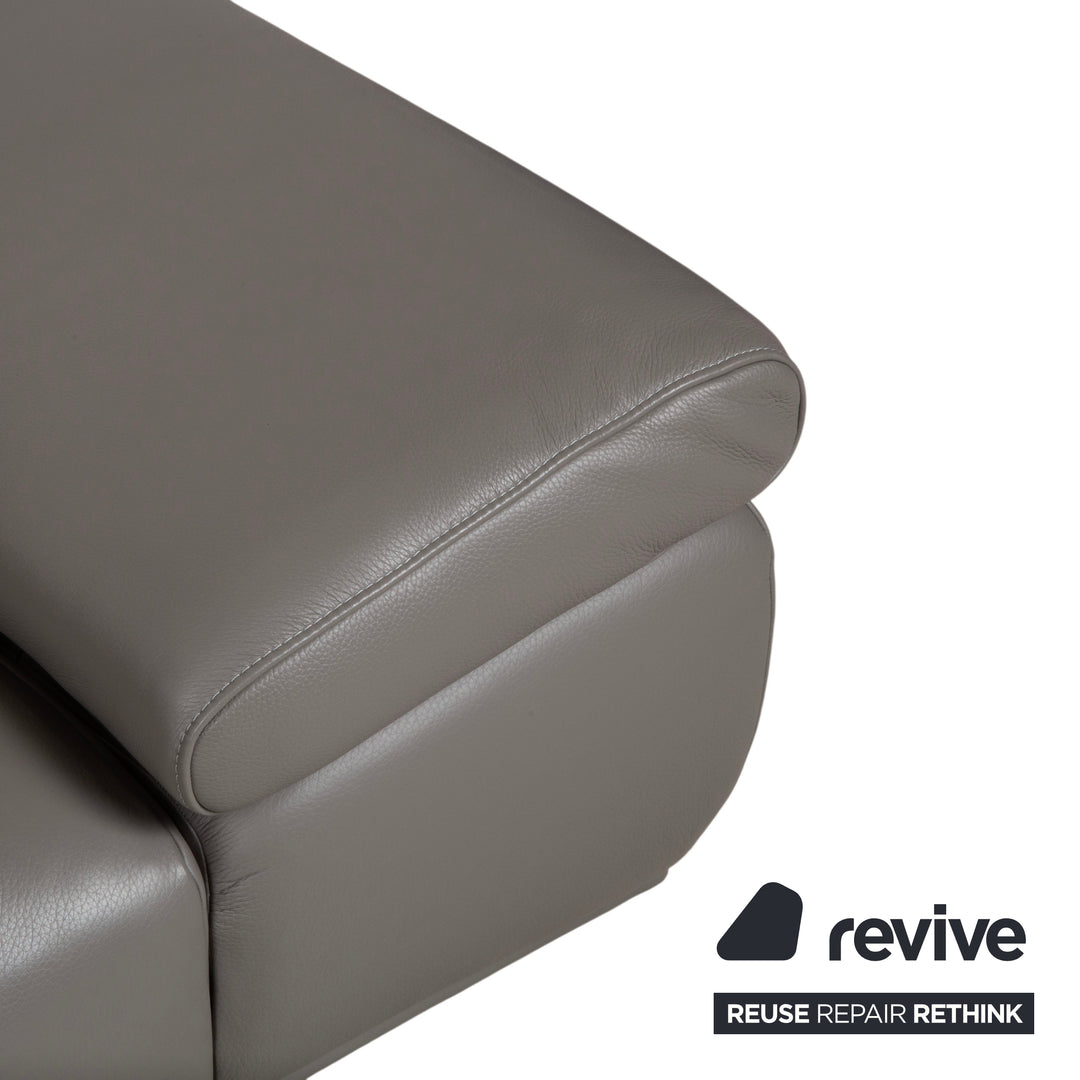 Willi Schillig Levi Two-Seater Leather Sofa Grey Elephant Grey Z77/25 Couch Manual Function