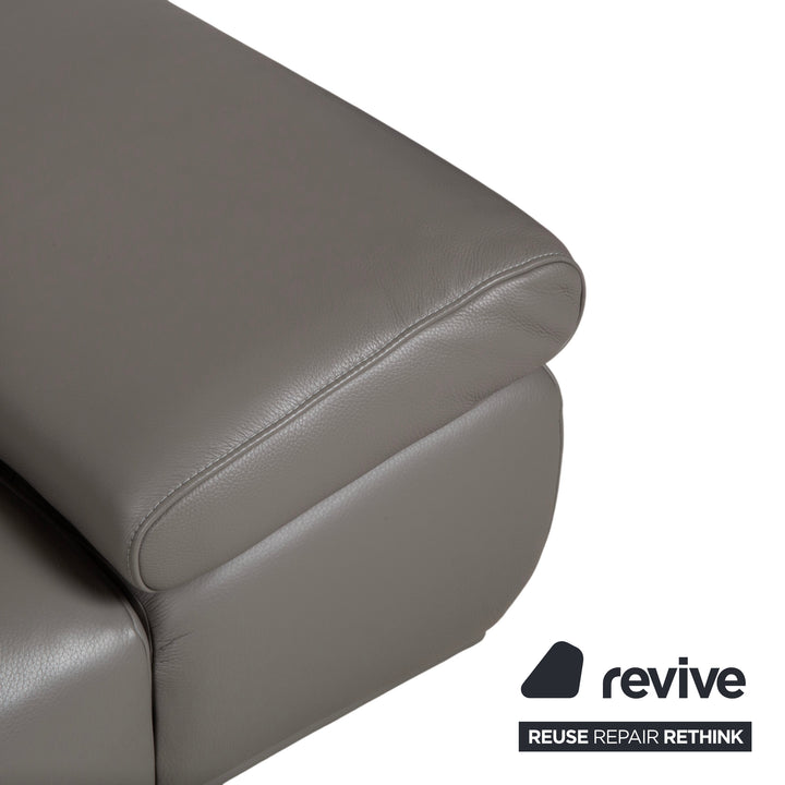 Willi Schillig Levi Two-Seater Leather Sofa Grey Elephant Grey Z77/25 Couch Manual Function
