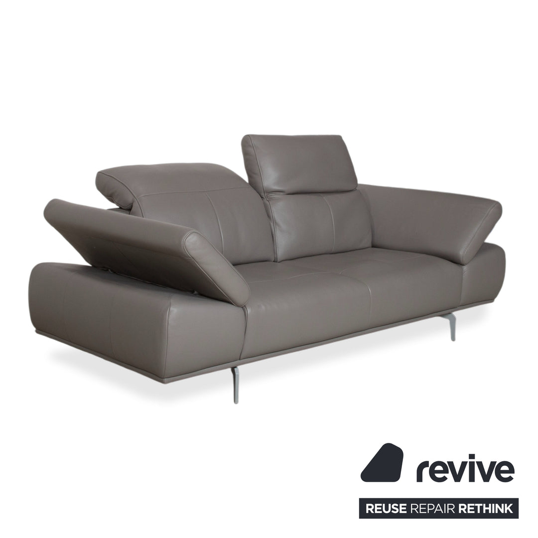 Willi Schillig Levi Zweisitzer Leder Sofa Grau Elephant Gray Z77/25 Couch manuelle Funktion