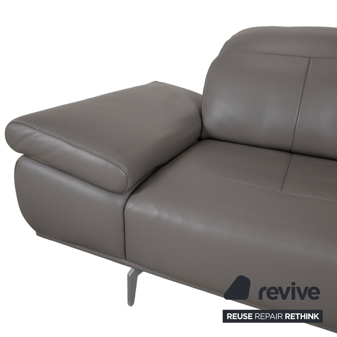 Willi Schillig Levi Zweisitzer Leder Sofa Grau Elephant Gray Z77/25 Couch manuelle Funktion