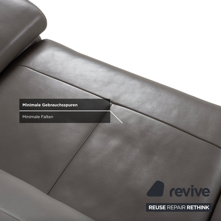 Willi Schillig Levi Zweisitzer Leder Sofa Grau Elephant Gray Z77/25 Couch manuelle Funktion