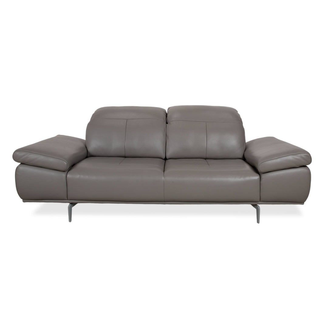 Willi Schillig Levi Two-Seater Leather Sofa Grey Elephant Grey Z77/25 Couch Manual Function