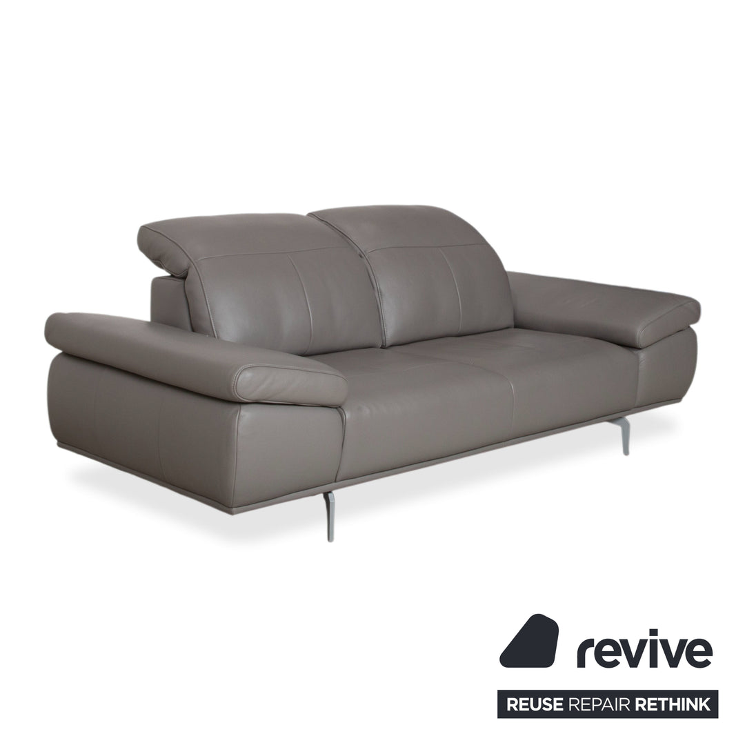 Willi Schillig Levi Zweisitzer Leder Sofa Grau Elephant Gray Z77/25 Couch manuelle Funktion