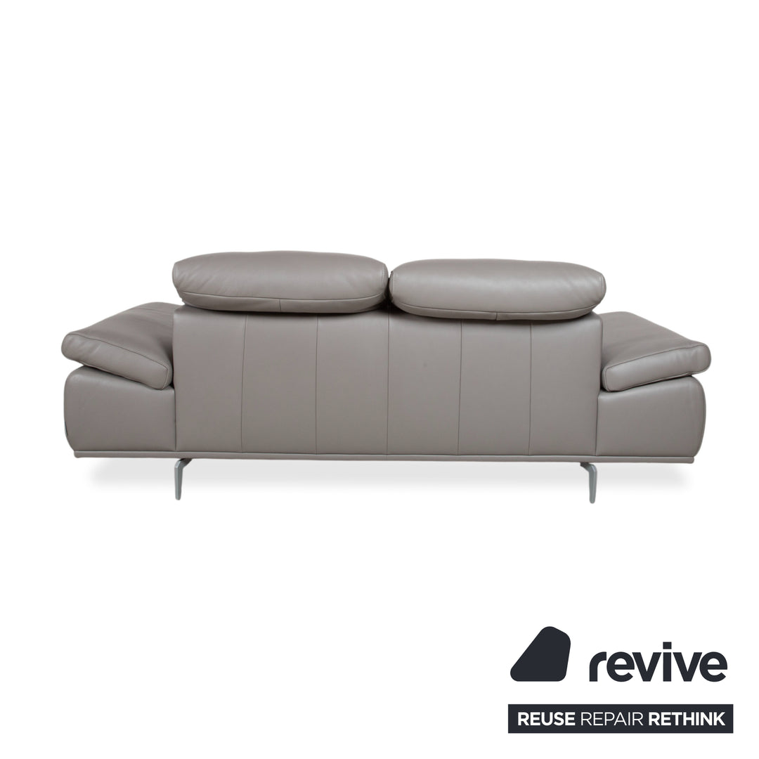 Willi Schillig Levi Two-Seater Leather Sofa Grey Elephant Grey Z77/25 Couch Manual Function