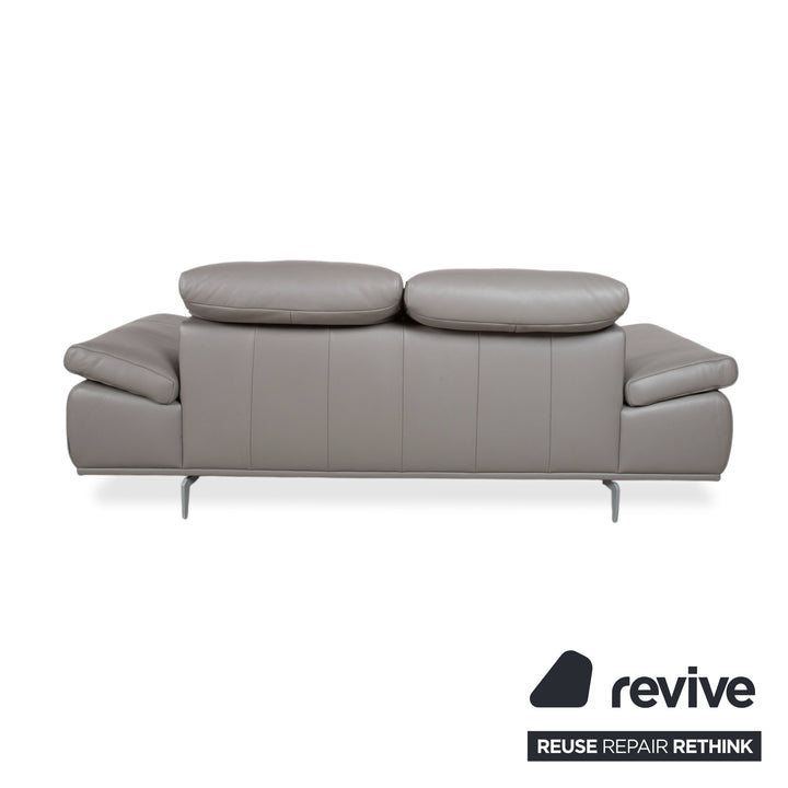 Willi Schillig Levi Two-Seater Leather Sofa Grey Elephant Grey Z77/25 Couch Manual Function